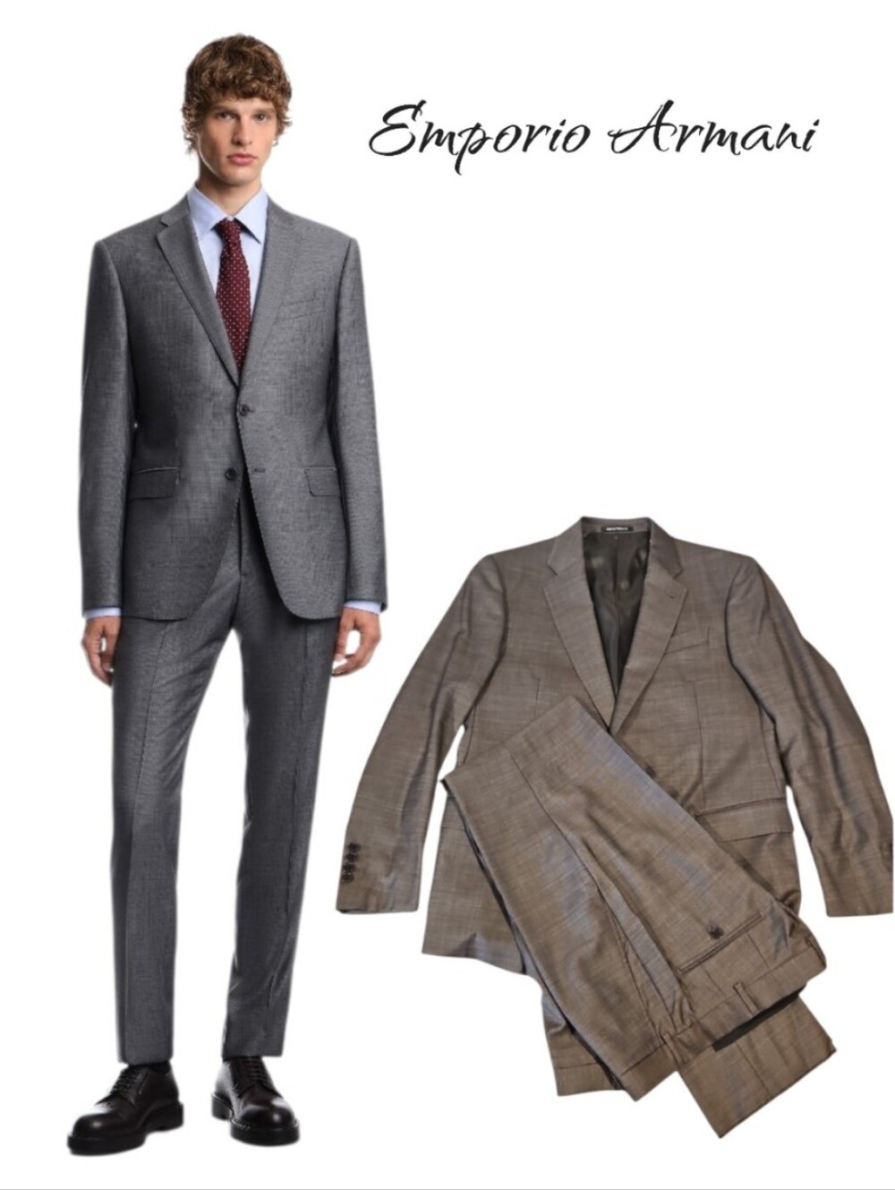 Emporio Armani G-Line Men's Suit Set Gray Wool 2-Piece Size 52 IT 42 US S